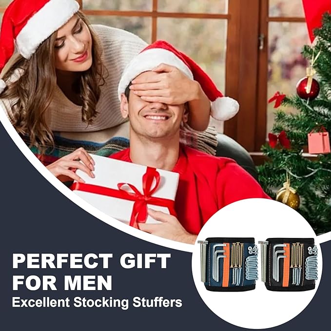 2 Pack Magnetic Wristband for Tools – Lightweight Tool Belt & Portable Magnet Wristband for Holding Screws, Nails, Drilling Bits – Best Tool Gifts for Dad, Husband, Grandpa, & Handyman