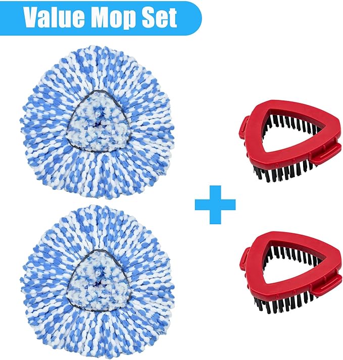 Mop Heads Replacements for Ocedar, Mop Replace Head for O Cedar, Mop Heads for O Cedar, Mop Replace Head for Cedar, Mop Heads for O Cedar Spin Mop Include 2 Pack Mop Refills & 2 Pack Scrubber Mop Head