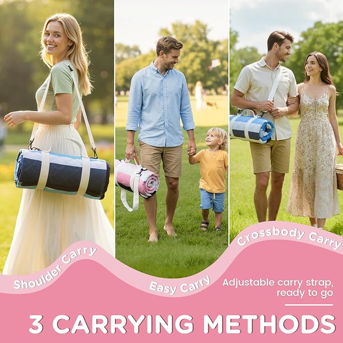 Waterproof Picnic Blanket Outdoor Camping Beach Mat Extra Large Foldable Car Essential Roadtrip Gadget RV Accessories Glamping Tent Gear Must-Haves Hiking Stuff Backpacking Necessities Gift