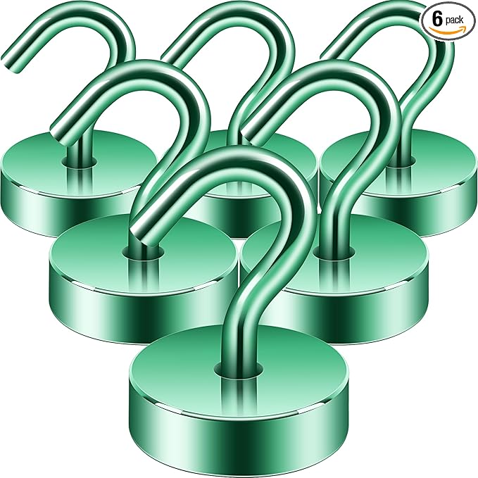 Neosmuk Magnetic Hooks, Cruise Ship Essentials, 40lb+ Heavy Duty Magnetic Hooks for Cruise Cabins, Refrigerator, Grill, Hanging, and Travel | Extra Strong Must-Haves Magnet Hook,Green