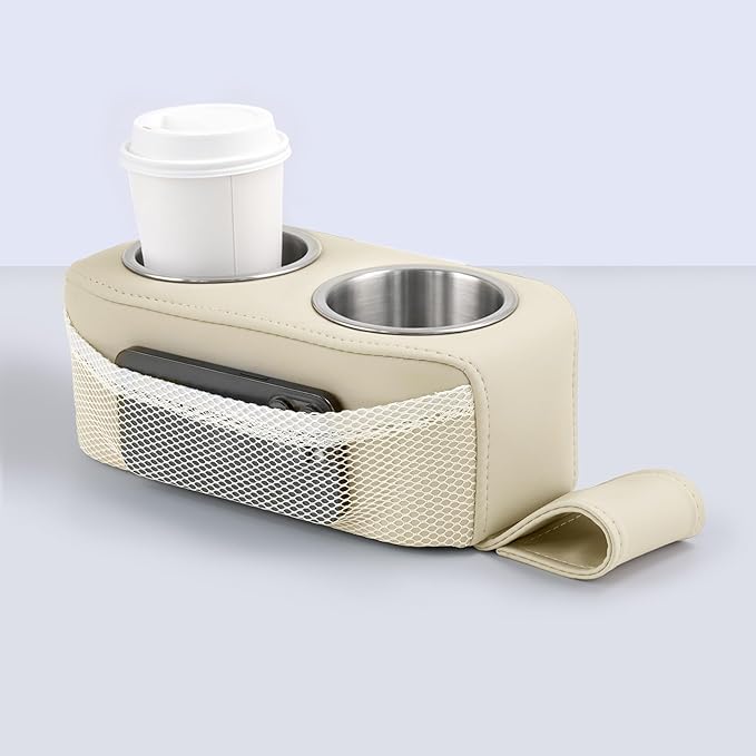 Marinexplore Pontoon Cup Holder,Boat Seat Cup Holder,Double Drink Holder,Portable Cup Beverage Mobile Phone Holders for Pontoon Boat Sofa,RV Couch,Car Back Seat (Beige)