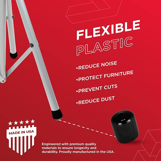 Prescott Plastics 1.875" (47.6mm) Flexible Rubber Vinyl Hole Plugs, Tall Round Black Metal Tubing End Caps, Glide Protection for Furniture Legs, Impact & Weather Resistant, Made in USA - 4 Pack