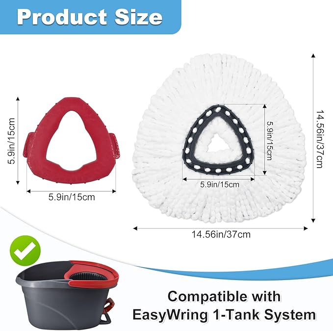 Mop Heads Replacements for Ocedar, Mop Replace Head for O Cedar, Mop Heads for O Cedar, Mop Replace Head for Cedar, Mop Heads for O Cedar Spin Mop Include 2 Pack Mop Refills & 2 Pack Scrubber Mop Head