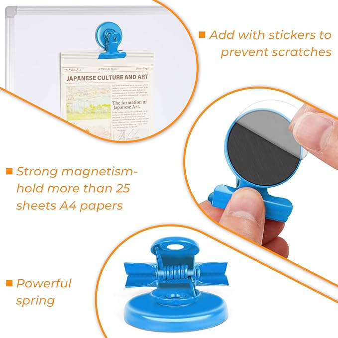 VNDUEEY 20 Pack Magnetic Paper Clip Dispenser Holder, Paperclip Dispenser for Desk, School, Office, Fridge Magnets Refrigerator Magnets, Magnet Clips for Whiteboard Locker (Blue) ?