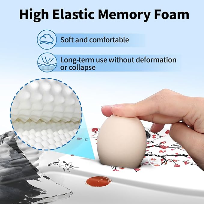 YIWEI Ergonomic Mouse Pad with Wrist Rest - Comfortable Office Mousepad with Memory Foam Wrist Support for Carpal Tunnel Relief, Mouse Pads with Non-Slip Base for Gaming and Home (Landscape Painting)