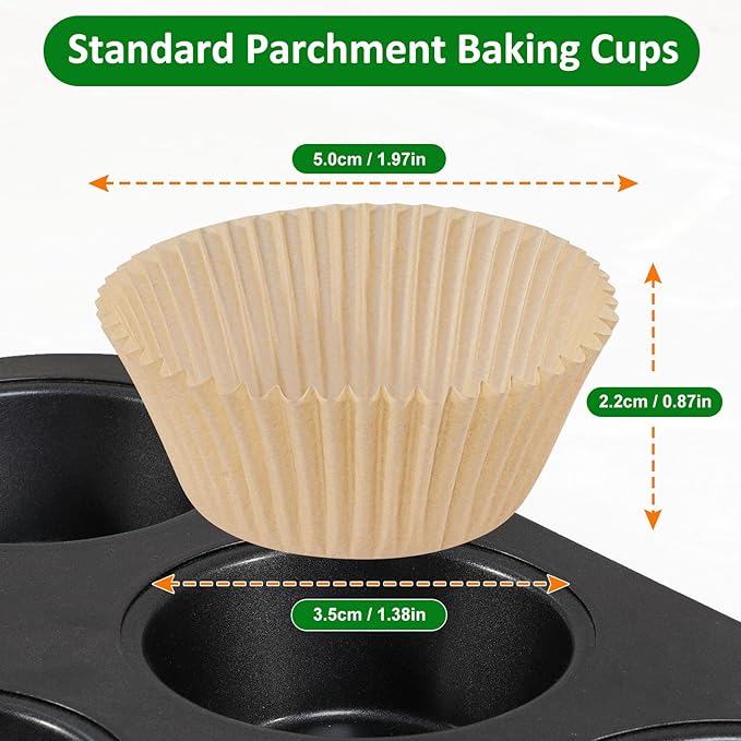 Caperci Parchment 400pcs Mini Cupcake Liners for Baking - Natural Paper Muffin Liners for Mini Muffin Pan, Balanced Non-Stick/Excellent Grease-proof, No Smell, Food Grade (Natural)