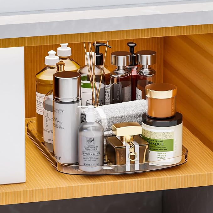 Yieach Clear Refrigerator Lazy Susan Turntable,15.7''x11.8'',Rectangular Fridge Turntable Organizer,Large Rotating Fridge Tray for Kitchen,Countertop,Pantry,Cabinet,Jars and Condiment Organizer,1 Pack