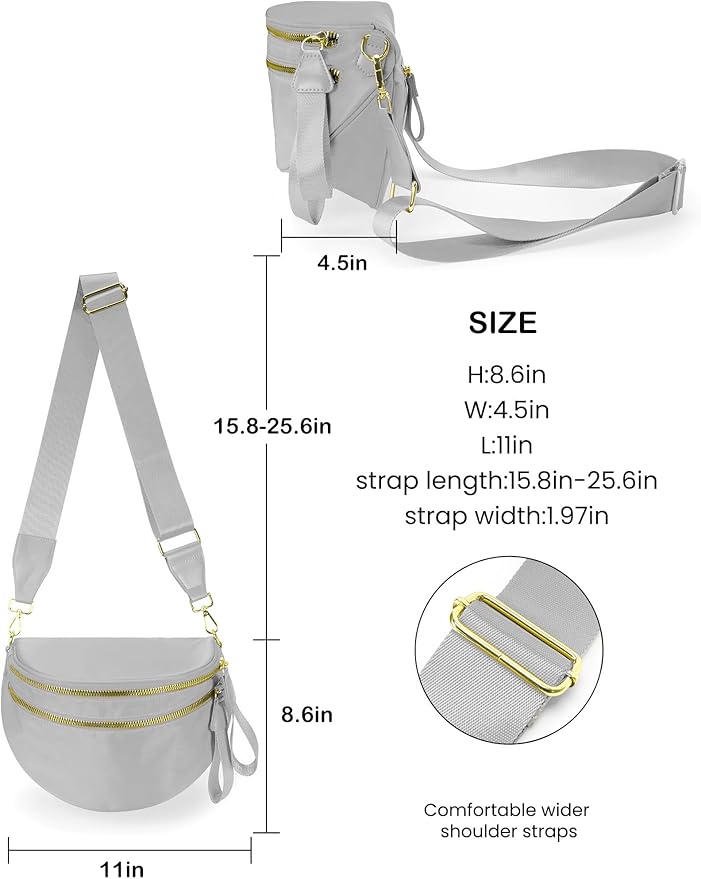 FEIBOON Spacious Nylon Crossbody Bag Bum Bag Handbags Wallets Purses Trendy Shoulder Bag for Women