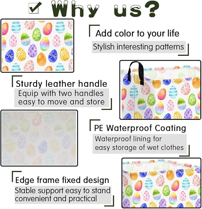 Rectangular Cute Easter basket,Easter basket empty,Storage Basket for baby Bedroom,Toy Gift Organizerm,Kids Storage Bin,Gift baskets,Easters Home Decor(Blue Easters egg)