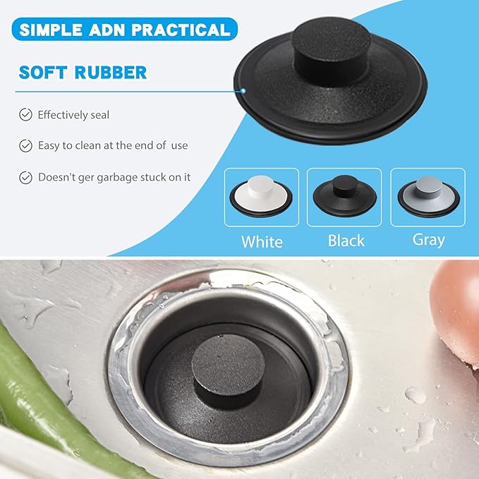 RQYEKDO Kitchen Sink Stopper, 1 Pack 3-1/2" Universal Sink Cover for Garbage Disposal Stopper and Kitchen Drain Plug,Replacement for InSinkErator, Moen,Waste King, Whirlpool,Kohler