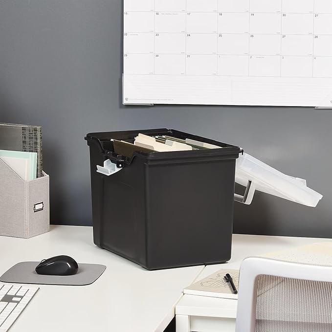 STAPLES File Box File Portable Tote, Letter Size, Black, 4/Carton