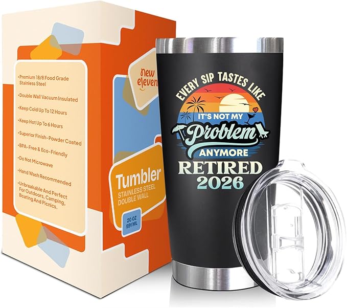 NewEleven Retirement Gift For Men, Women 2026 - Goodbye Present, Going Away Gift, Farewell Gifts For Coworkers From Colleague, Friend, Family - Tumbler 20oz