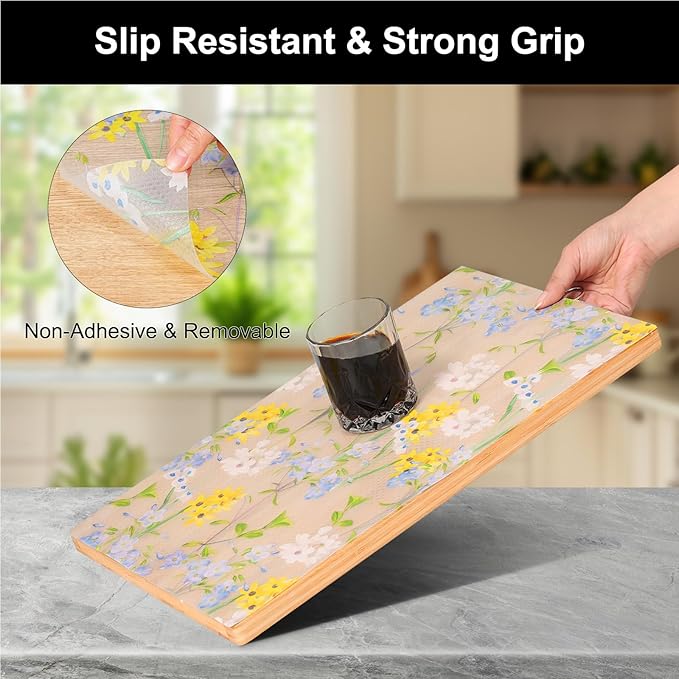 Cooyes Shelf Liner – Premium Non-Adhesive Cabinet & Drawer Liner for Kitchen – Waterproof Shelf Paper with Modern Pattern – Durable EVA Cabinet Mat – Easy to Cut （23.6" W x 236" L）