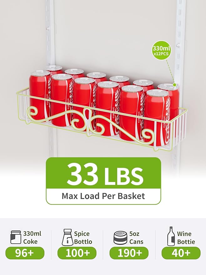 6-Tier Over the Door Pantry Organizer, Over the Pantry Organization And Storage, Pantry Door Organization, Home Laundry Room Bathroom & Kitchen Organization Essentials Metal, White