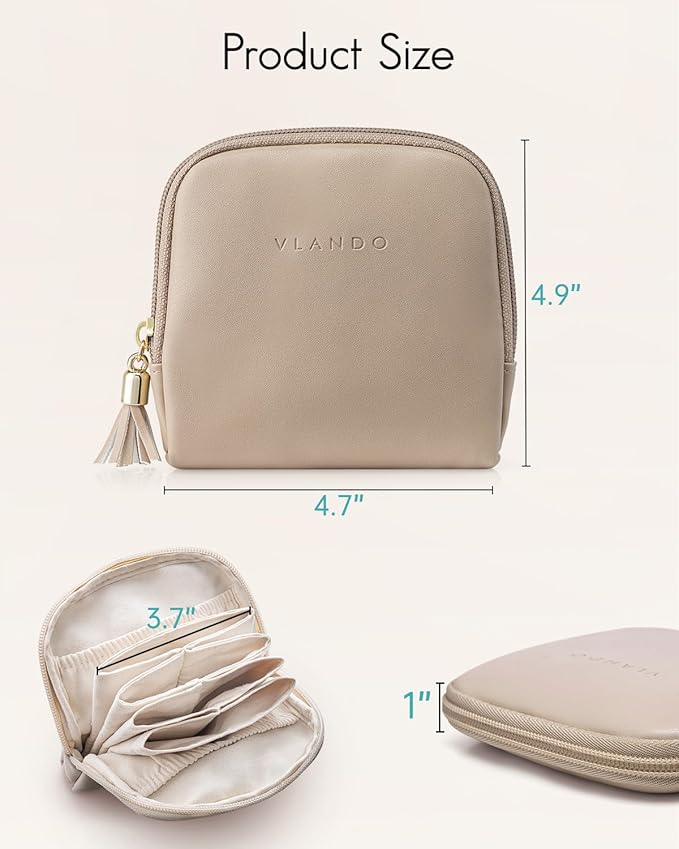 Vlando Small Jewelry Travel Case, Jewelry Pouch Bags with Zipper, Velvet Jewelry Organizer Storage Bag for Bracelet Rings Earring Travel Essentials Gifts for Women Girl-Toffee