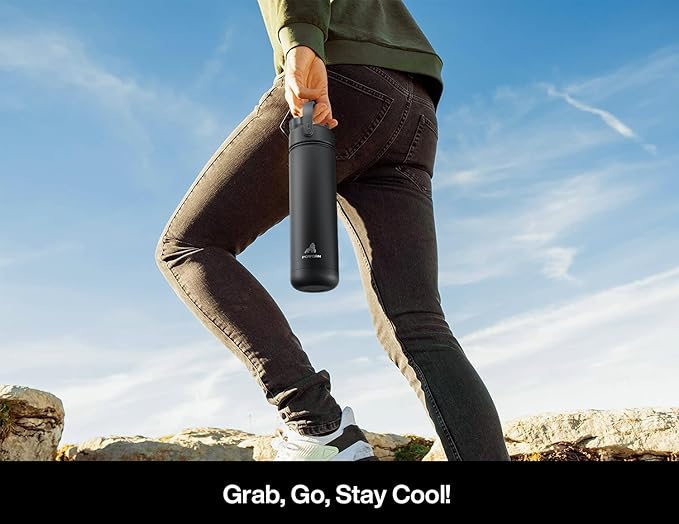 POWCAN 26 oz Insulated Water Bottle with 2-in-1 Straw and Spout Lid, Keep Cold 24H, Leak-Proof, Fits in Car Cup Holder, Stainless Steel Water Bottle for Sports, Travel, Gym, Gift, and School (Ranger)