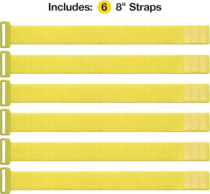 Wrap-It Storage Cinch Straps - 8" (6-Pack) Limelight - Cord Keeper Wraps for Appliances and Home Office Cable Management