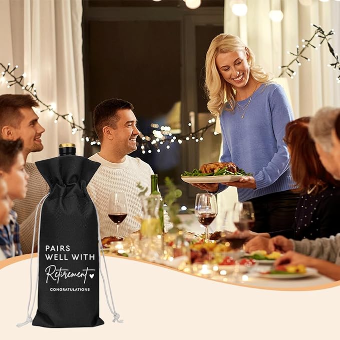 Black Retirement Wine Bag Retirement Gifts for Women Men Farewell Gifts for Coworkers Going Away Gift for Friends Boss