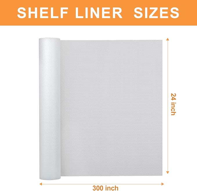24-inch Wide Cabinet Shelf Liner: Clear Waterproof Large Under Sink Mat - 24 in x 25 FT Translucent Easy to Cut Non-Adhesive Kitchen Drawer Mat for Pantry Shelves