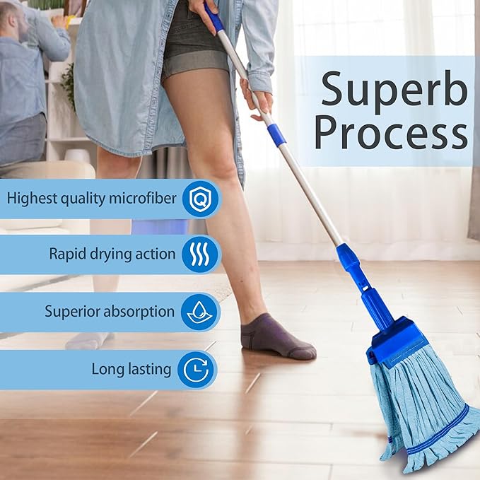 10 Pack - Large Microfiber Tube Mop 400GSM - Heavy Duty Industrial Wet Mop Head Refill, Commercial, Thick Fiber, Replacement Heads, Extra Absorbent