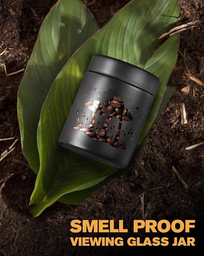 Airtight Smell Proof Jar 4oz, Viewing Window Jars Design with UV Protection Glass, Keeps Spices & Tea Fresh, Portable Travel Storage, Durable Airtight Glass Jar for Everyday Use