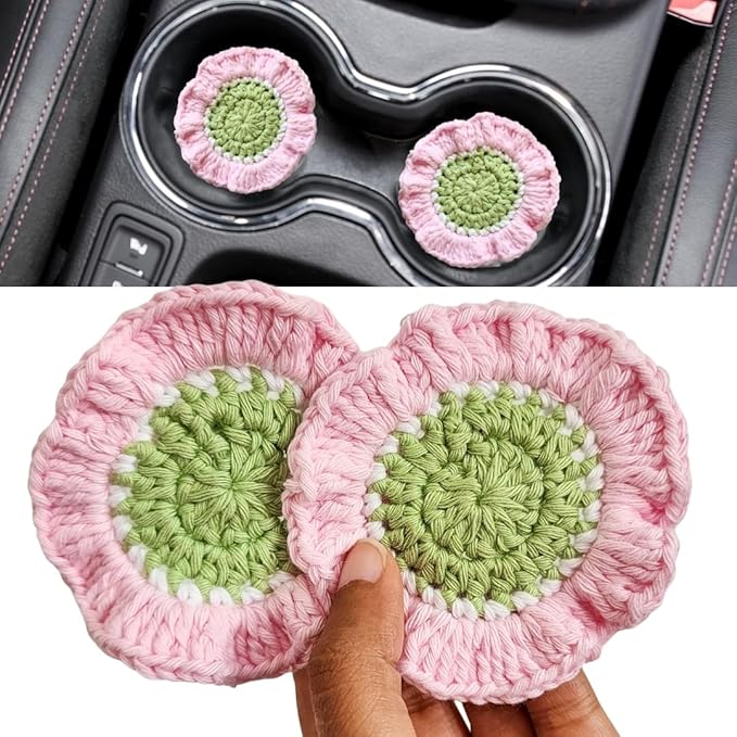 Cotton Crotchet Ruffled Flower Coaster Set (Blush Garden)