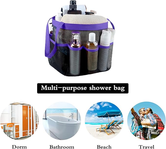 Attmu Mesh Shower Caddy Portable, Quick Dry Hanging Shower Tote Bag for College Dorm Room Essentials, Large Capacity Shower Caddy Dorm for Bathroom Gym Swimming