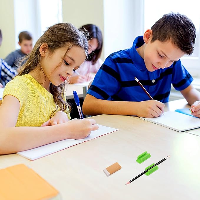 12 Pack Pen Holder for Desk, Silicone Pencil Holder with 12 Extra Adhesive Stickers, Adhesive Pen Holder & Marker Clip for Classroom Office Desk or Any Surface, Teacher Accessories Supplies (Green)