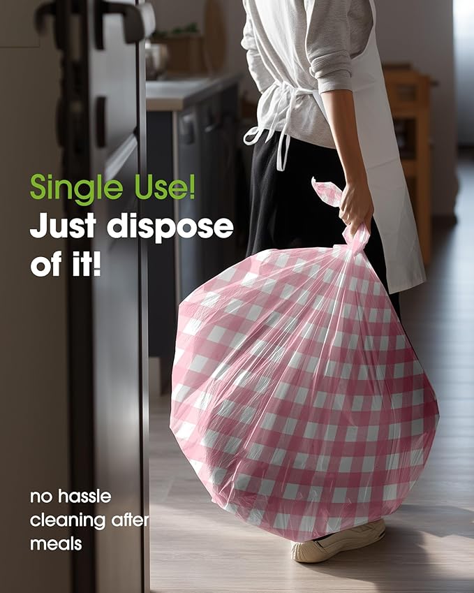 Pureegg Plastic Table Cloth Disposable 10 Pack, 54 x 108 Inch Table Cloths, Party, Picnic, Decorative Gingham Tablecloths, Rectangle, Pink and White Checkered Cover, Leakproof & Sturdy, Pink Plaid
