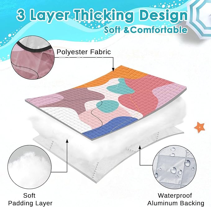 Waterproof Picnic Outdoor Blanket, 79" x 59" Sandproof Foldable Large Picnic Blanket for Beach, Camping, Park, Travel, Concert, Great Gift for Families and Couples (Pink Geometry)