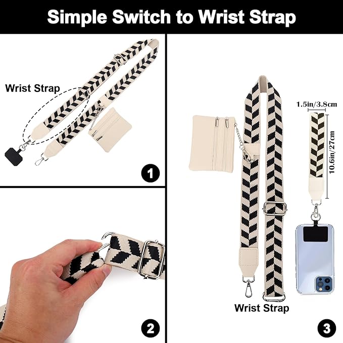XANGNIER Clip and Go Strap for Phone with Wallet Crossbody, Phone Strap with Zippered Wallet, Adjustable Anti-Theft Cellphone Lanyard for Women, Cellphone Chain Accessories, Multicolor 4