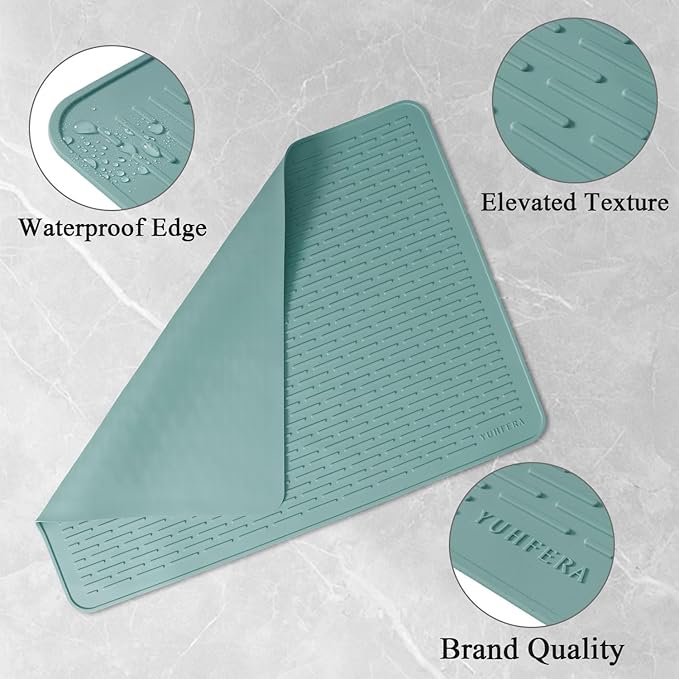 YUHFERA Stove Top Cover for Electric Stove - Silicone Stove Mat for Glass Top, Glass Cooktop Protector, XL Dish Drying Mats for Kitchen,Oven Covers for Electric Stove (Aqua,28 x 20)