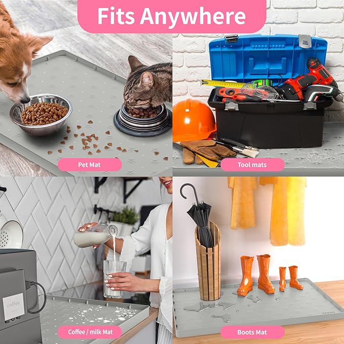 Sdpeia Under Sink Mat 28"×22" Waterproof Silicone Cabinet Liner & Sink Protector for Kitchen & Bathroom, Multi-Purpose Organizers Tray for Pets, Laundry, Cat Litter Mat