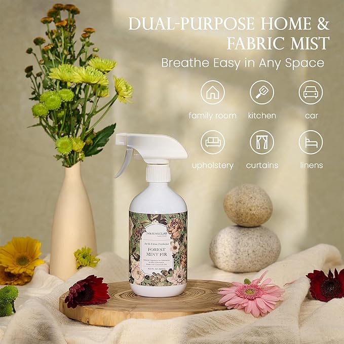 ‌M&SENSE Air & Fabric & Pet Odor Eliminator Spray - 16.9oz Large Size Natural Safe Air Freshener Forest Mint Fir Scented Deodorizer for Home Eliminates Smoke & Musty Smells, Ideal for Study Workspace
