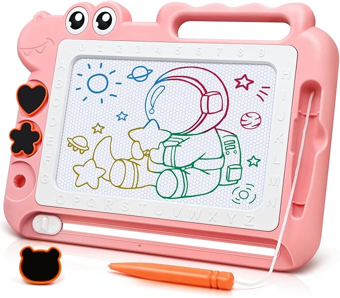 AiTuiTui Magnetic Drawing Board Toddler Toys Gift for Girls Boys, Color Sketch Writing Scribble Doodle Pad Travel Games, Educational Learning Kids Toys for Birthday or Christmas (Pink)