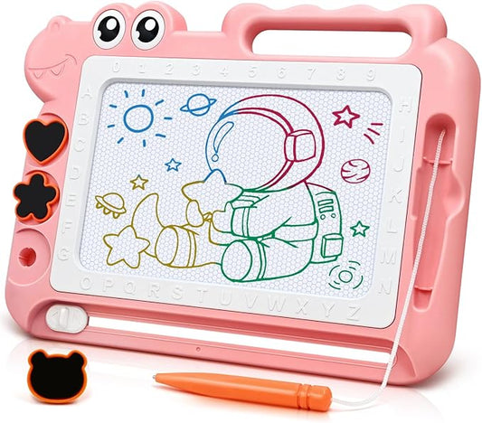 AiTuiTui Magnetic Drawing Board Toddler Toys Gift for Girls Boys, Color Sketch Writing Scribble Doodle Pad Travel Games, Educational Learning Kids Toys for Birthday or Christmas (Pink)