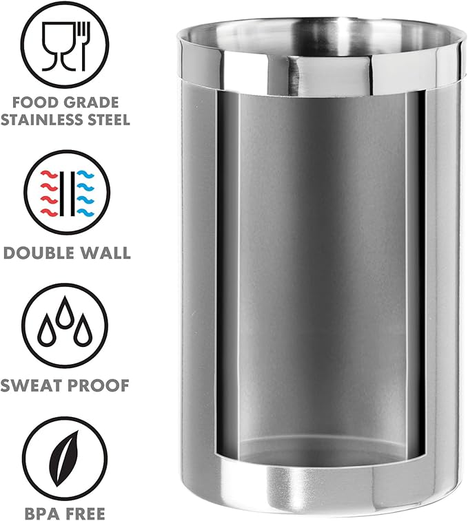 Oggi Insulated Ice Bucket with Lid and Stainless Steel Wine Cooler