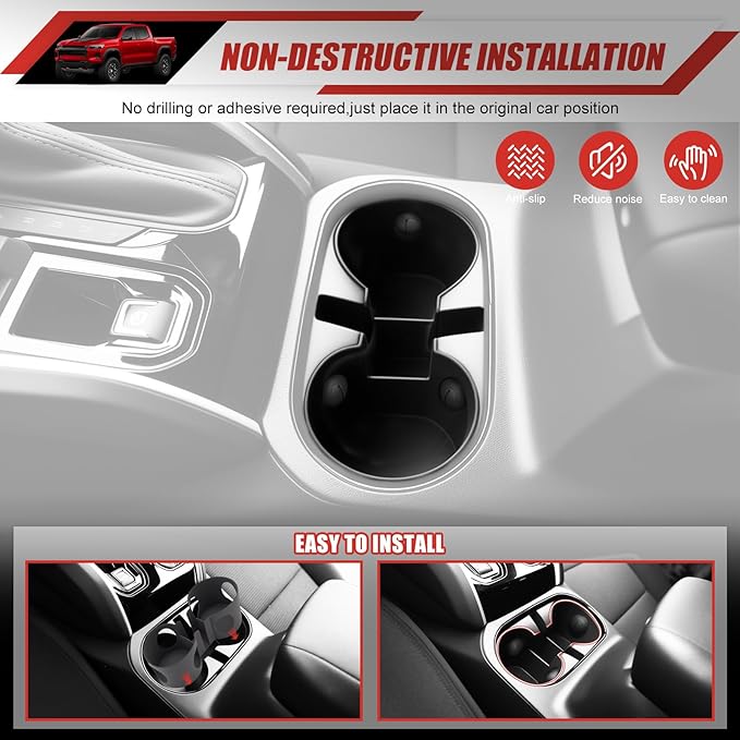Cup Holder Coaster Fit for 2023-2025 Chevy Colorado Accessories Cup Holder Mat Pad Inserts Interior CupHolder Liner for 2024 Chevrolet Colorado(for Colorado)