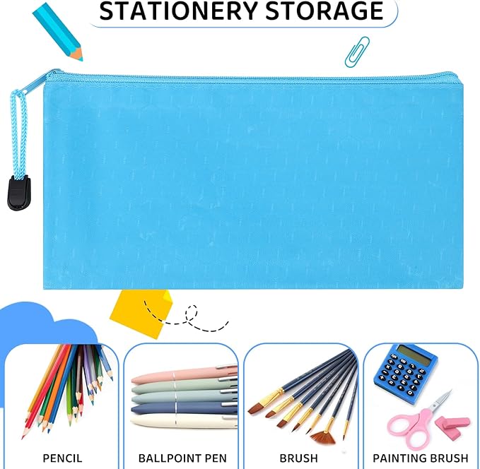60pcs Pencil Pouch Bulk, Zipper Pouches, Waterproof Pencil Bags, Small Organizing Bags in 12 Colors for Classroom, Office Supplies Storage and Travel Accessories