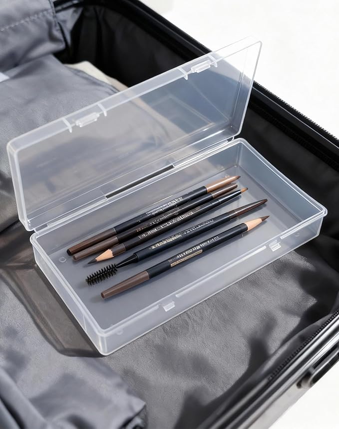 LJY 12 Pieces Rectangular Empty Mini Clear Plastic Organizer Storage Box Containers with Hinged Lids (6.1 x 3.3 x 1.2 inch, Transparent)