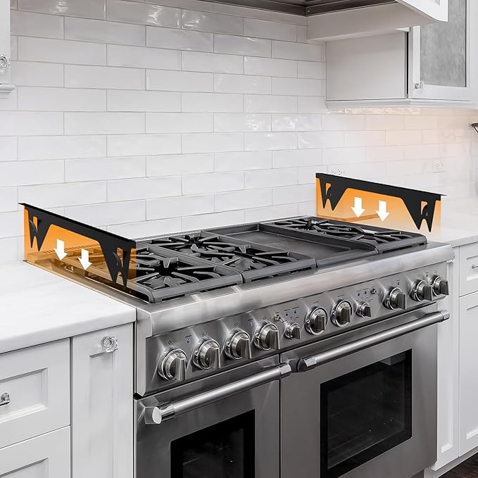 ItsNio 2Pack Upgrade 316 Stainless Steel Stove Gap Covers - Length 23.4" Width 0.78", Stove Gap Filler, Oven Gap Filler, Oven Side Gap Filler, Range Trim Kit, Heat Resistant and Easy to Clean, (Black)