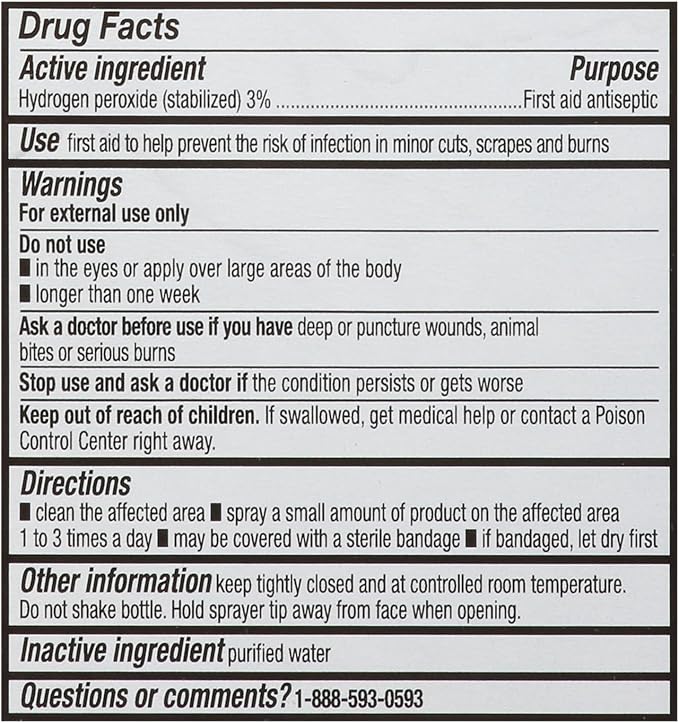 LEADER Hydrogen Peroxide Spray Bottle First Aid Antiseptic 3% Solution – Multi-Purpose Cleaner, Gentle & Effective Disinfectant Spray for Home, Cuts, and Scrapes, Easy-to-Use 8 oz Bottle