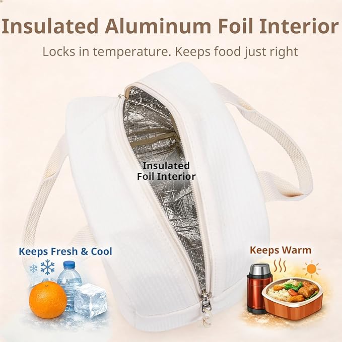 LOVELYWIND Insulated Lunch Bag for Women, Reusable Striped Lunch Box Cooler Bag with Large Capacity, Durable Lunch Tote for Work