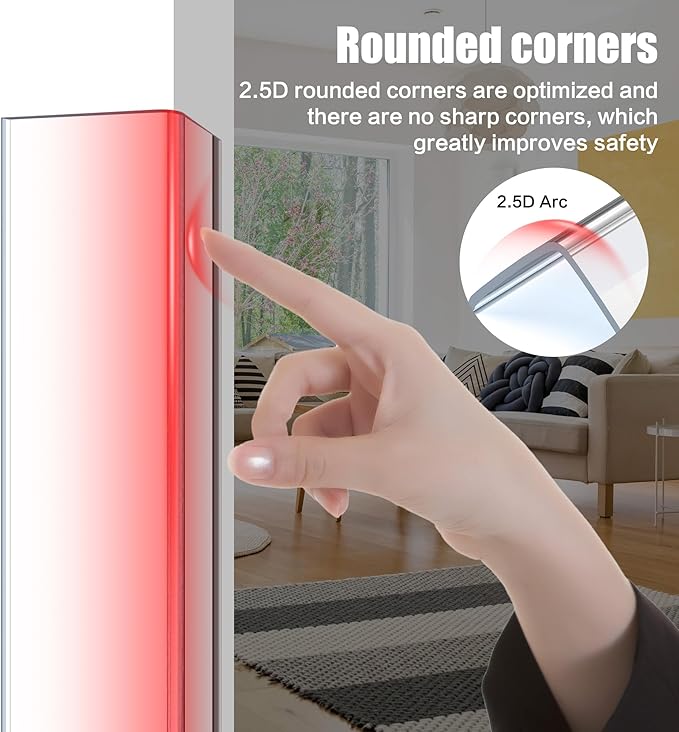 Frychee Wall Corner Protector, Walls Edge Protector, Self-Adhesive Wall Corner Guards, PVC Double Side Edge Protector, Furniture Stairs Guard (Clear, 2pcs x 47.2" L x 1.97" W)