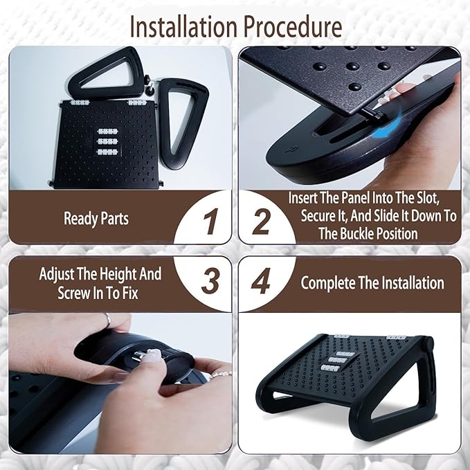 Under Desk Foot Rest for Office, Adjustable Ergonomic Accessories Portable Small Foot Stool Massager, Computer Foot Hammock Rest for High Gaming Chair Tall Footrest for Couch(Black)