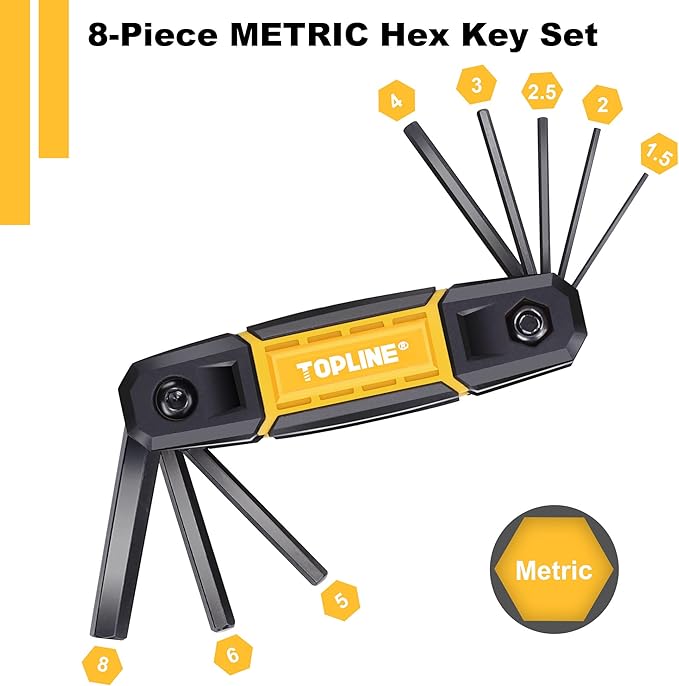 Topline 25-Piece Folding Allen Wrench Set, SAE, Metric, Torx Hex Key Set Included, 3 Pack Portable Allen Key Set for Basic Home Repair and General Applications