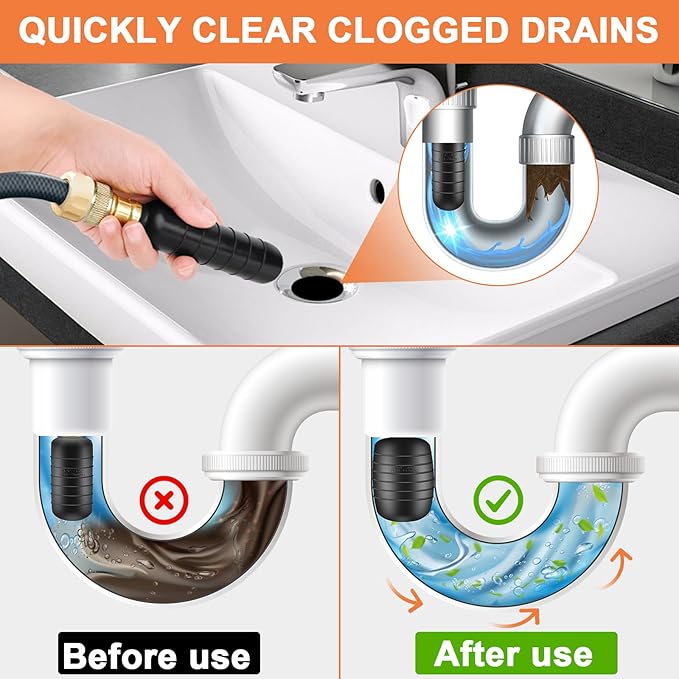 3PCS Drain Bladder Kit,Drain Cleaning Bladder Fits 1 to 6 Inch Drain Pipe,Drain Bladder Unclogger for Bathroom Sink,Swimming Pool Drain,Basement,Bathtub,Shower-Including Gloves and Storage Bag