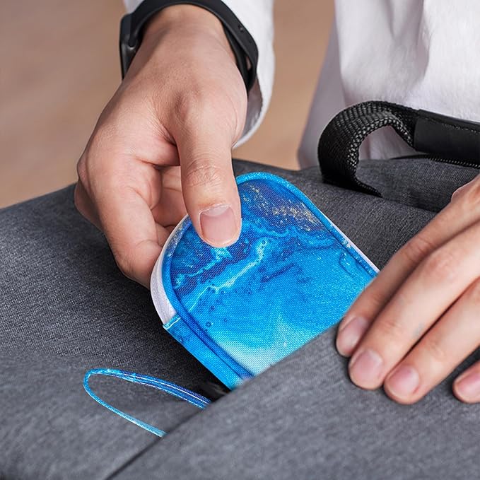 Electronics Organizer Travel Case, Cable Organizer Travel Essentials Tech Pouch,Suitable for Charger, Cable, Phone，Flash Drive,Blue Marble