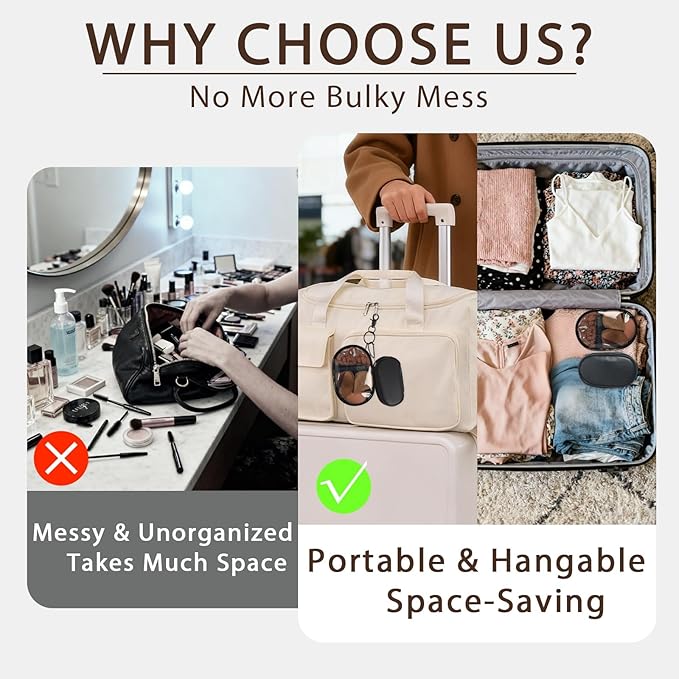 Travel Makeup Brush Set, 77Pcs Mini Makeup Kit Synthetic Foundation Concealers Eye Shadows Brushes Powder Puff with Eyelash Curler Eyebrow Razor Comb Mirror Hair Clips Cosmetic Bag (Brown)