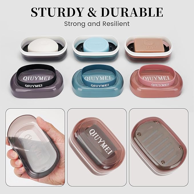 Travel Soap Box,soap Bar Holder Dish Container Case with Soap Bag & Silicone Band,Strong Sealing Leak Proof Portable,Best for Bathroom/Camping/Gym/Business Trip (White)